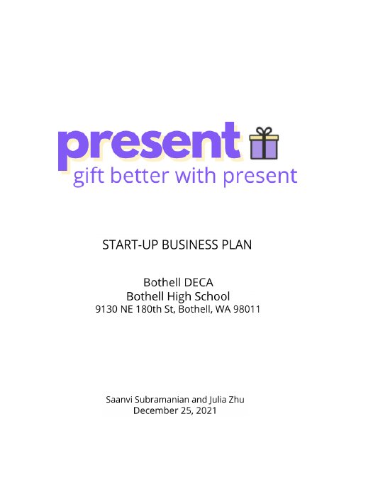 present, DECA start-up business plan